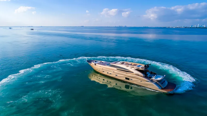 Slide: The Image of Luxurious AB 118 yacht cruising in clear blue waters, 2010 model. - 15