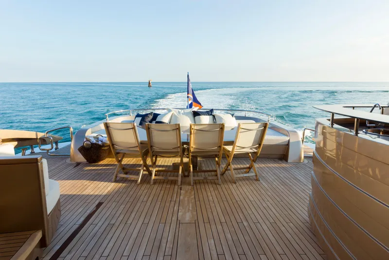 Slide: The Image of Luxury yacht deck with chairs overlooking the ocean, AB 118 model, 2010. - 27