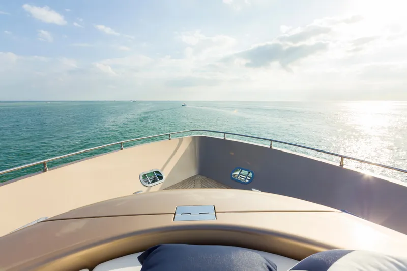 Slide: The Image of Bow view of AB 118 yacht cruising on open sea, 2010 model. - 43