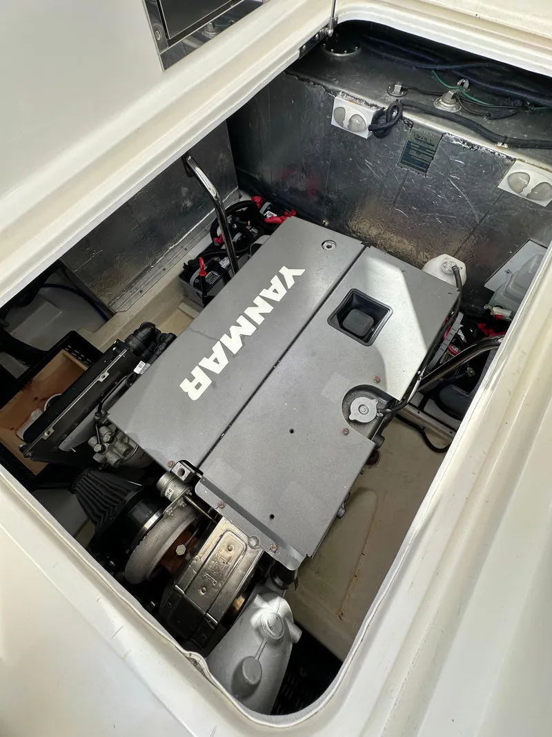 Slide: The Image of Engine compartment of a 2016 Marlow Pilot 31 with Yanmar engine. - 28