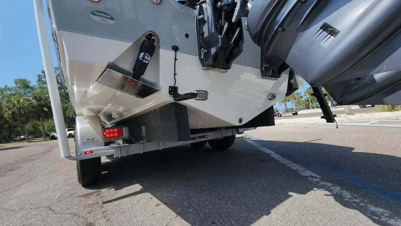 Slide: The Image of 2023 Sea Hunt Gamefish 27 boat on trailer, rear view. - 37