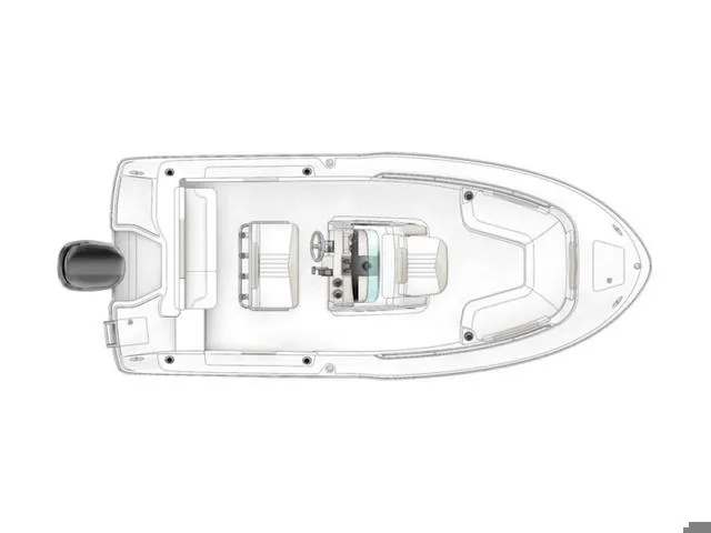 Slide: The Image of Top view of 2024 Robalo R202EX boat layout with seating and helm. - 14