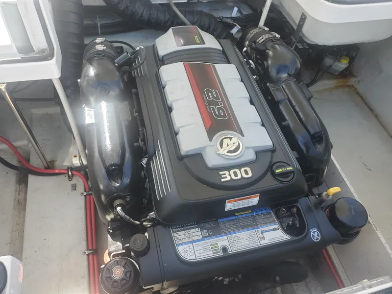 Slide: The Image of 2016 Cobalt R5 boat engine compartment with a 300 HP engine. - 22