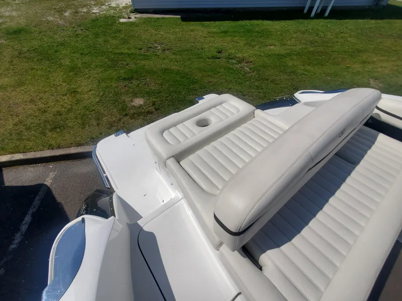 Slide: The Image of 2016 Cobalt R5 boat with white leather seating and sun deck. - 30