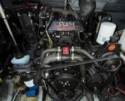 Slide: The Image of 1997 Sea Ray 280 boat engine, 5.7L V8, detailed view. - 38