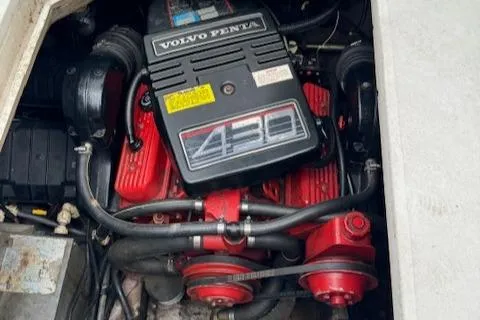 Slide: The Image of 1993 Carver 280 Express boat engine, Volvo Penta 430, in engine compartment. - 5
