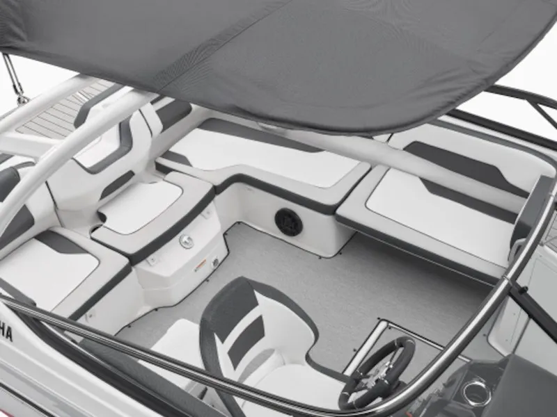 Slide: The Image of 2024 Yamaha Boats AR195 interior, featuring sleek seating and modern design. - 5