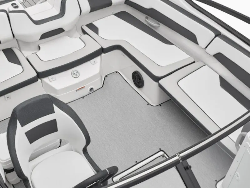 Slide: The Image of 2024 Yamaha Boats AR195 interior seating and helm area with modern design. - 7