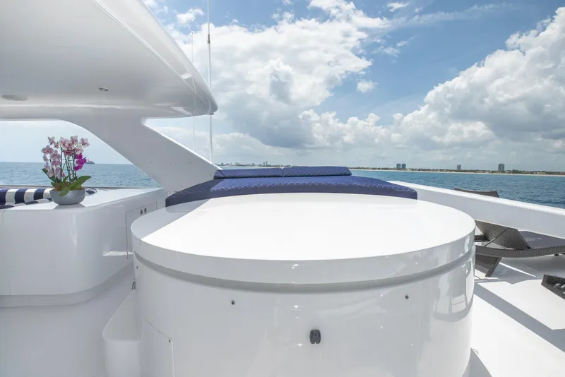 Slide: The Image of Deck of 2005 Horizon 94 Motoryacht with ocean view and clear skies. - 13