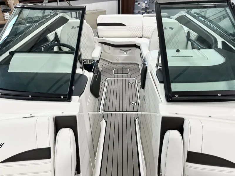 Slide: The Image of 2024 Sea Ray SLX 260 boat interior with sleek design and modern features. - 11