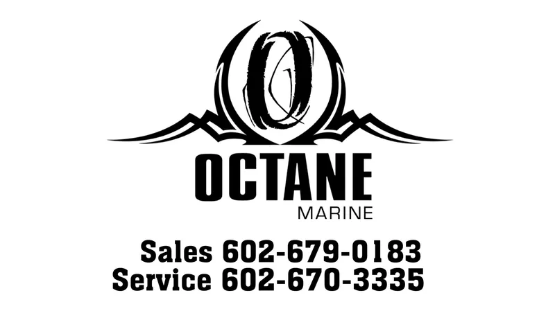 Slide: The Image of Octane Marine logo with sales and service contact numbers. - 80