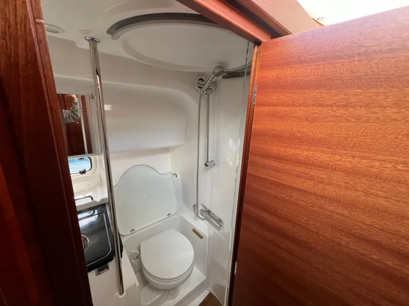 Slide: The Image of Compact bathroom in 2024 Nimbus 305 Coupe with shower and toilet. - 22