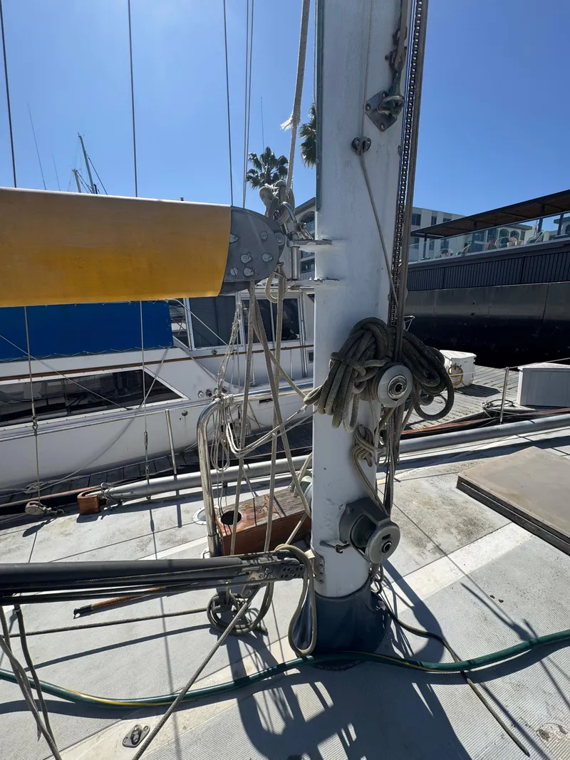Slide: The Image of 1967 Columbia Yacht 50 deck with mast and rigging details. - 37