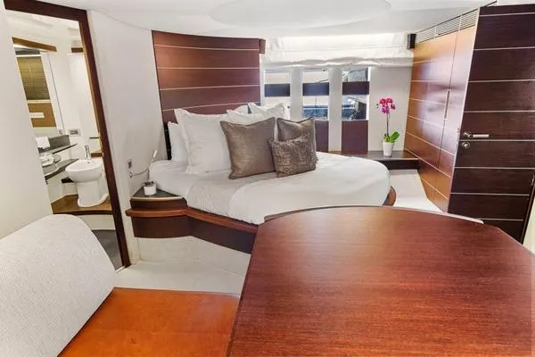 Slide: The Image of Luxurious interior of 2009 Azimut 68S yacht with elegant bedroom and modern design. - 16