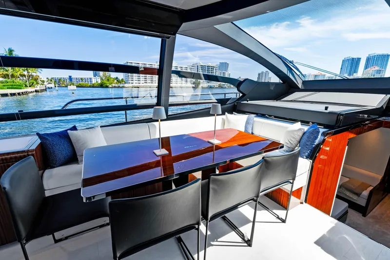 Slide: The Image of Luxurious interior of 2025 Riva 76' Perseo Super yacht with elegant dining area. - 42