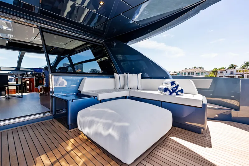 Slide: The Image of Luxurious 2025 Riva 76' Perseo Super yacht with elegant outdoor seating and modern design. - 46