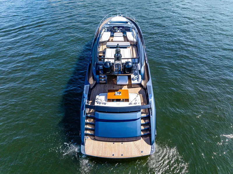 Slide: The Image of Luxury 2025 Riva 76' Perseo Super yacht cruising on open water. - 7
