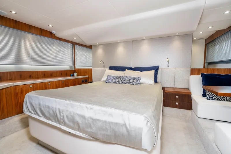 Slide: The Image of Luxurious bedroom interior of 2017 Sunseeker Manhattan 52 yacht. - 26