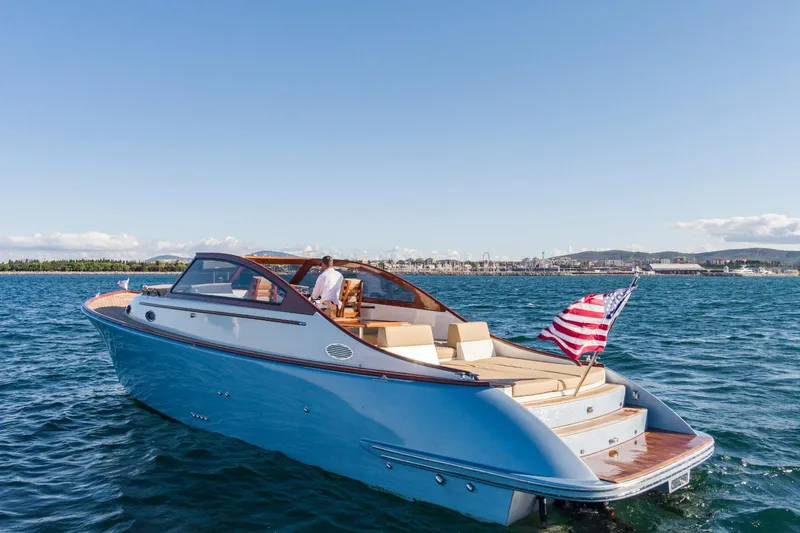 Slide: The Image of 2023 Vento V40 Retro Classic Open boat cruising on a sunny day. - 3