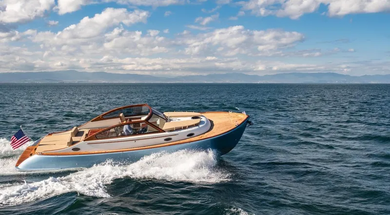 Slide: The Image of 2023 Vento V40 Retro Classic Open boat cruising on the ocean. - 7