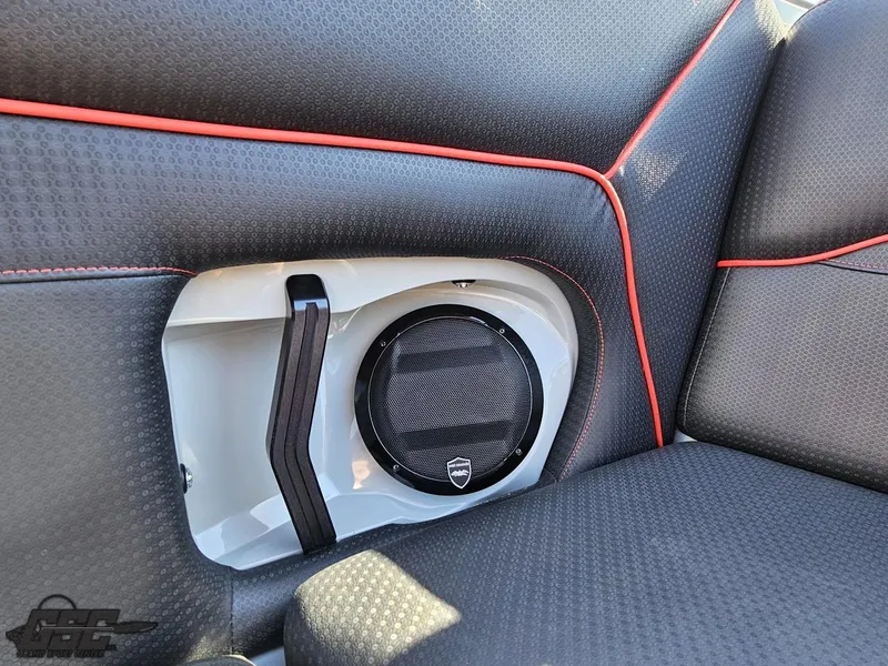 Slide: The Image of Close-up of 2021 Centurion Ri265 boat interior speaker and seating. - 45