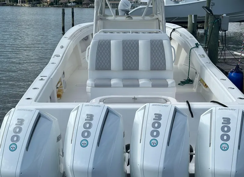 Slide: The Image of 2018 Invincible 39 Open Fisherman boat with triple Mercury 300 engines. - 6