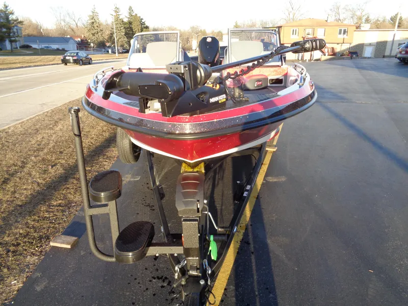 Slide: The Image of 2024 Ranger 621 FS PRO fishing boat on trailer, front view. - 23