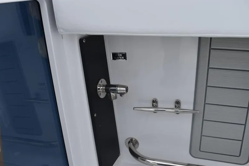 Slide: The Image of Close-up of 2024 Blackfin 272CC boat's freshwater shower. - 44