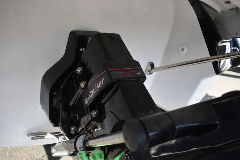Slide: The Image of Close-up of the 2024 Monterey 224FS MerCruiser engine. - 24