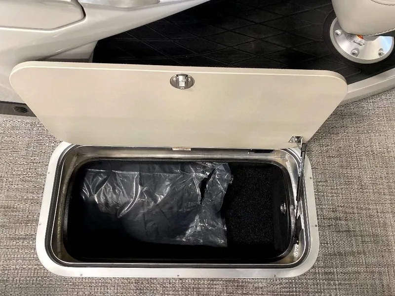 Slide: The Image of 2024 Barletta Lusso Ultra-Lounge L25U storage compartment with open lid - 16