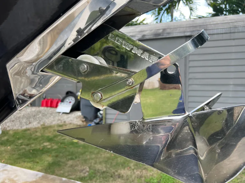 Slide: The Image of Close-up of a 2019 Scout 255LXF boat anchor system. - 14