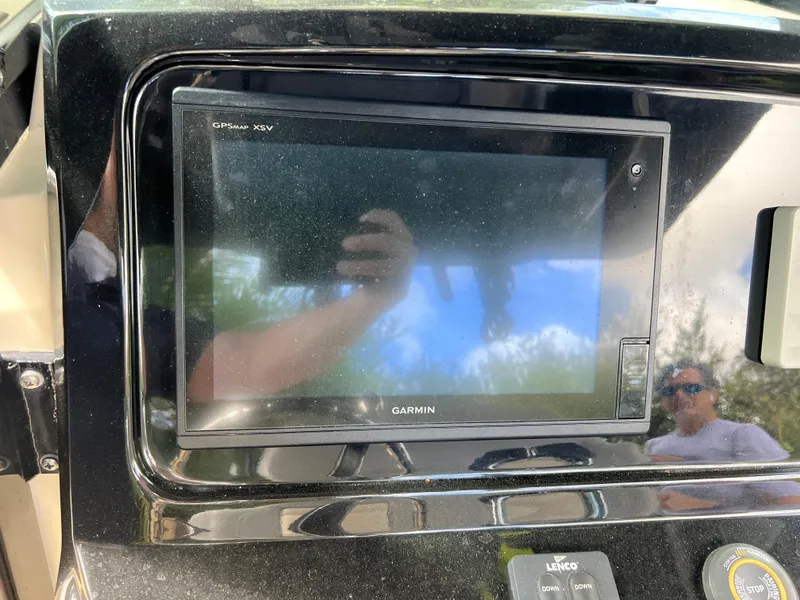Slide: The Image of Garmin GPS display on a 2019 Scout 255LXF boat dashboard. - 46
