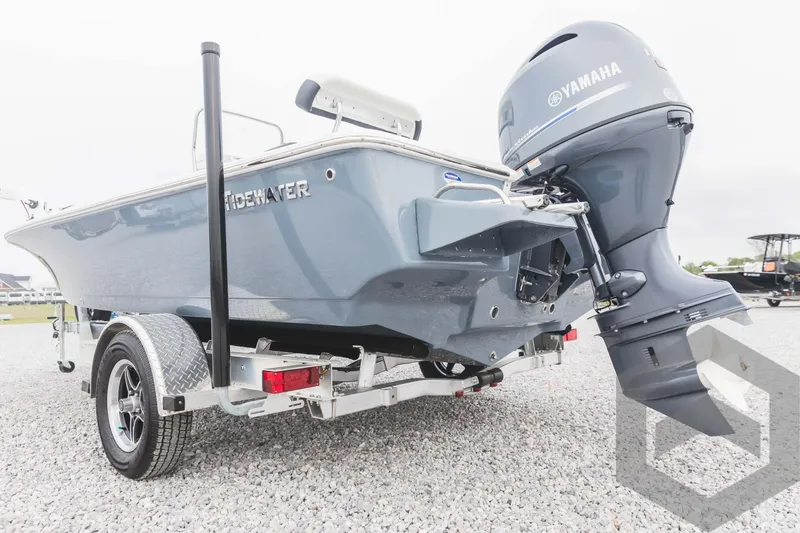 Slide: The Image of 2023 Tidewater 1910 Bay Max boat with Yamaha outboard motor on trailer. - 11