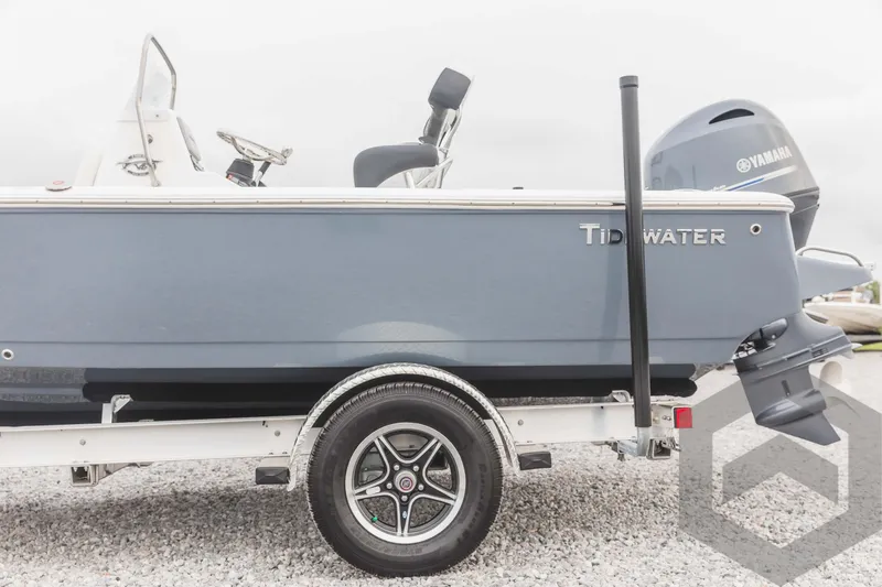 Slide: The Image of 2023 Tidewater 1910 Bay Max boat on trailer with Yamaha outboard motor. - 14