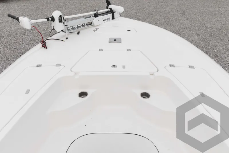 Slide: The Image of 2023 Tidewater 1910 Bay Max boat deck with trolling motor. - 17