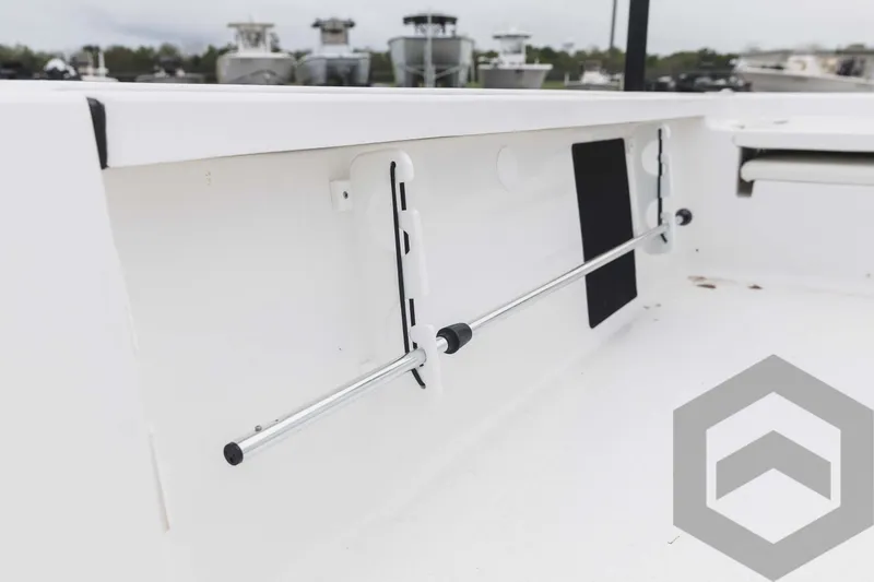 Slide: The Image of 2023 Tidewater 1910 Bay Max boat interior with rod holder. - 29
