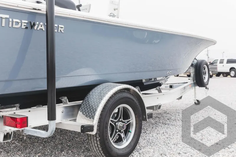 Slide: The Image of 2023 Tidewater 1910 Bay Max boat on trailer, side view. - 4