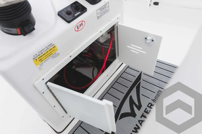 Slide: The Image of Open storage compartment on a 2023 Tidewater 1910 Bay Max boat. - 40