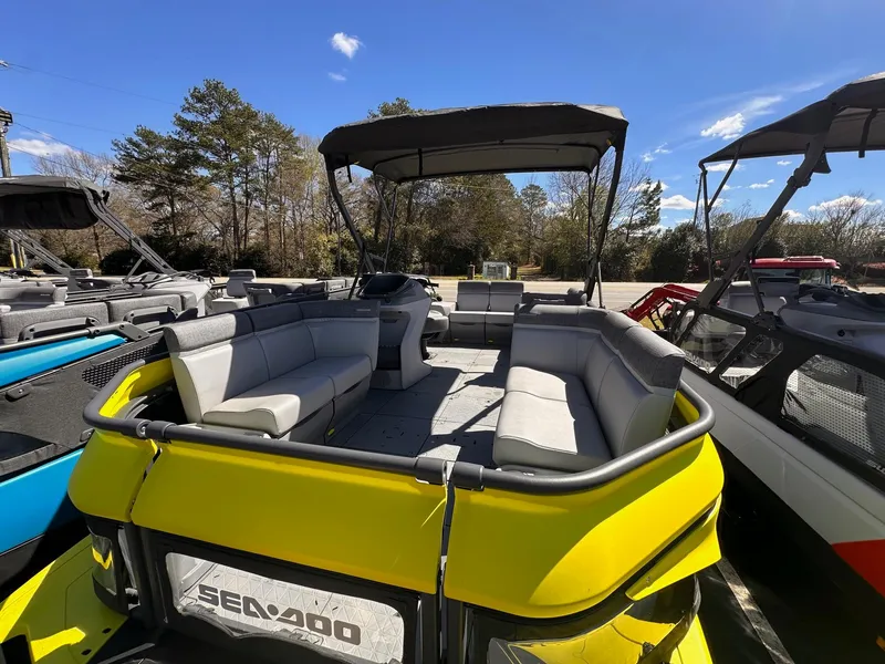 Slide: The Image of 2024 Sea-Doo SWITCH CRUISE 21FT 230HP pontoon boat with spacious seating. - 10
