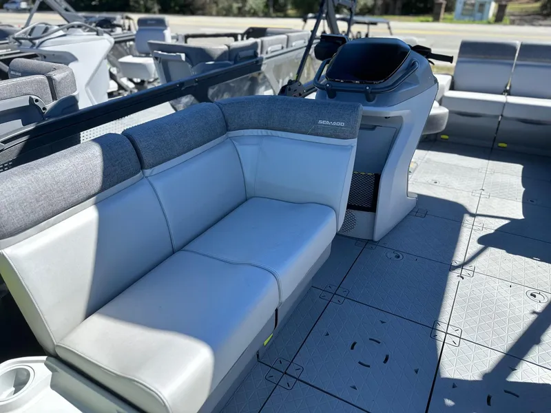 Slide: The Image of 2024 Sea-Doo SWITCH CRUISE 21FT 230HP interior seating and helm station. - 11