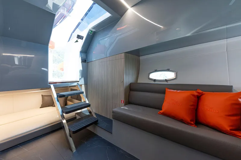 Slide: The Image of Interior of 2024 Rio Yachts Daytona 35, featuring modern seating and sleek design. - 33