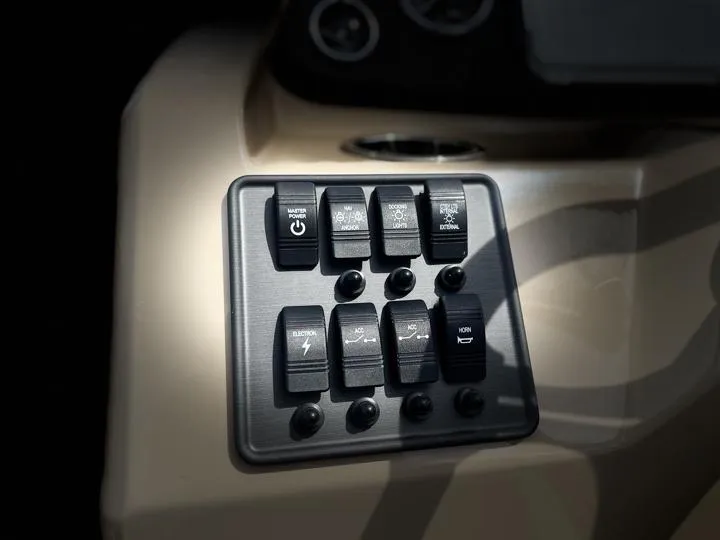 Slide: The Image of Control panel of 2024 Bentley Pontoons Fish 203 Center Walk-Thru 3/4 Tube. - 18