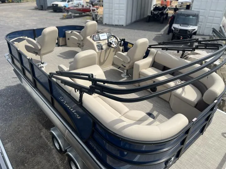 Slide: The Image of 2024 Bentley Pontoons Fish 203 Center Walk-Thru 3/4 Tube, spacious seating, modern design. - 4