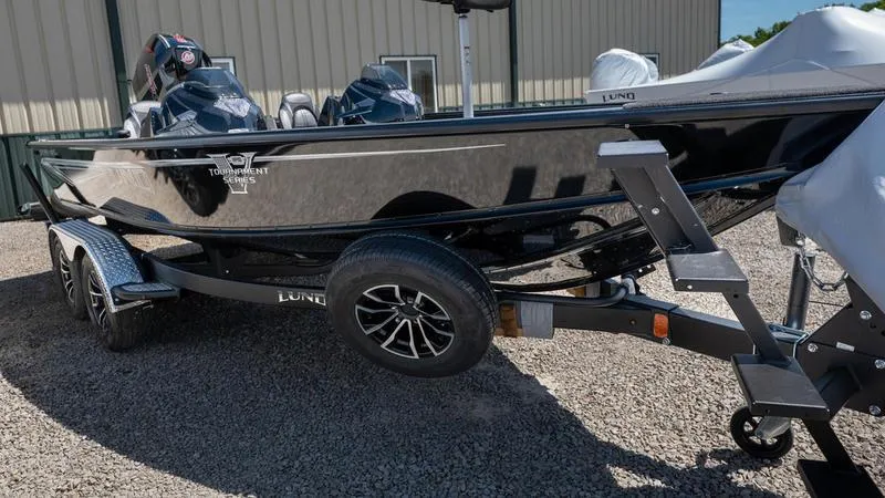 Slide: The Image of 2024 Lund 1875 Pro-V Bass XS boat on a trailer. - 12