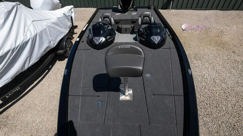 Slide: The Image of 2024 Lund 1875 Pro-V Bass XS boat with dual consoles and fishing seat. - 14