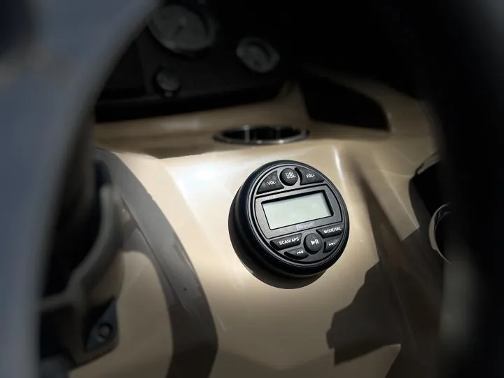 Slide: The Image of Close-up of the dashboard controls on a 2024 Bentley Pontoons LE 180 CR. - 22