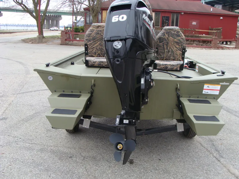 Slide: The Image of 2023 Lowe RX 1660 SC boat with Mercury 50 HP outboard motor. - 3