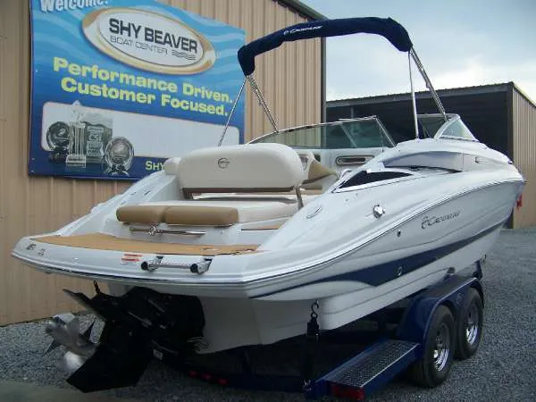 Slide: The Image of 2016 Crownline E4 boat on trailer at Shy Beaver Boat Center. - 3