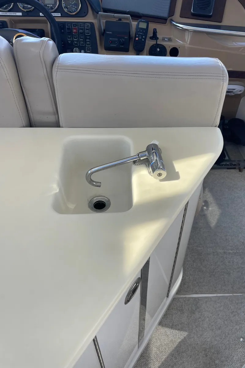 Slide: The Image of 2001 Carver 506 Motor Yacht interior sink and counter area - 23