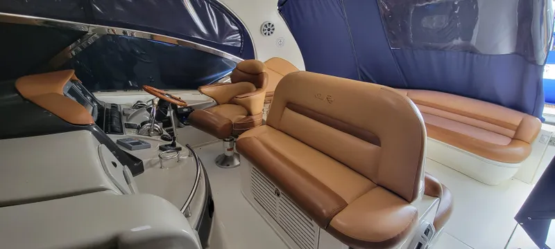 Slide: The Image of Luxurious interior of a 2004 Sea Ray 455 Sundancer yacht with leather seating. - 13